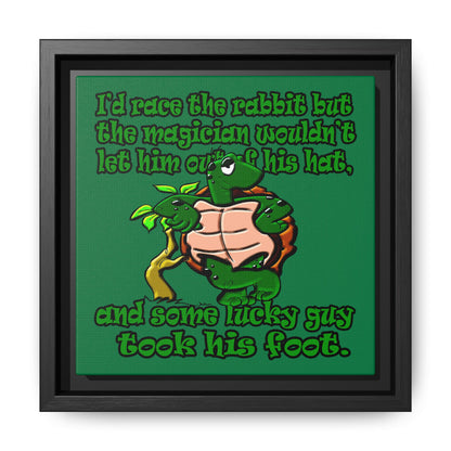 turtle race - framed canvas art (dark green)