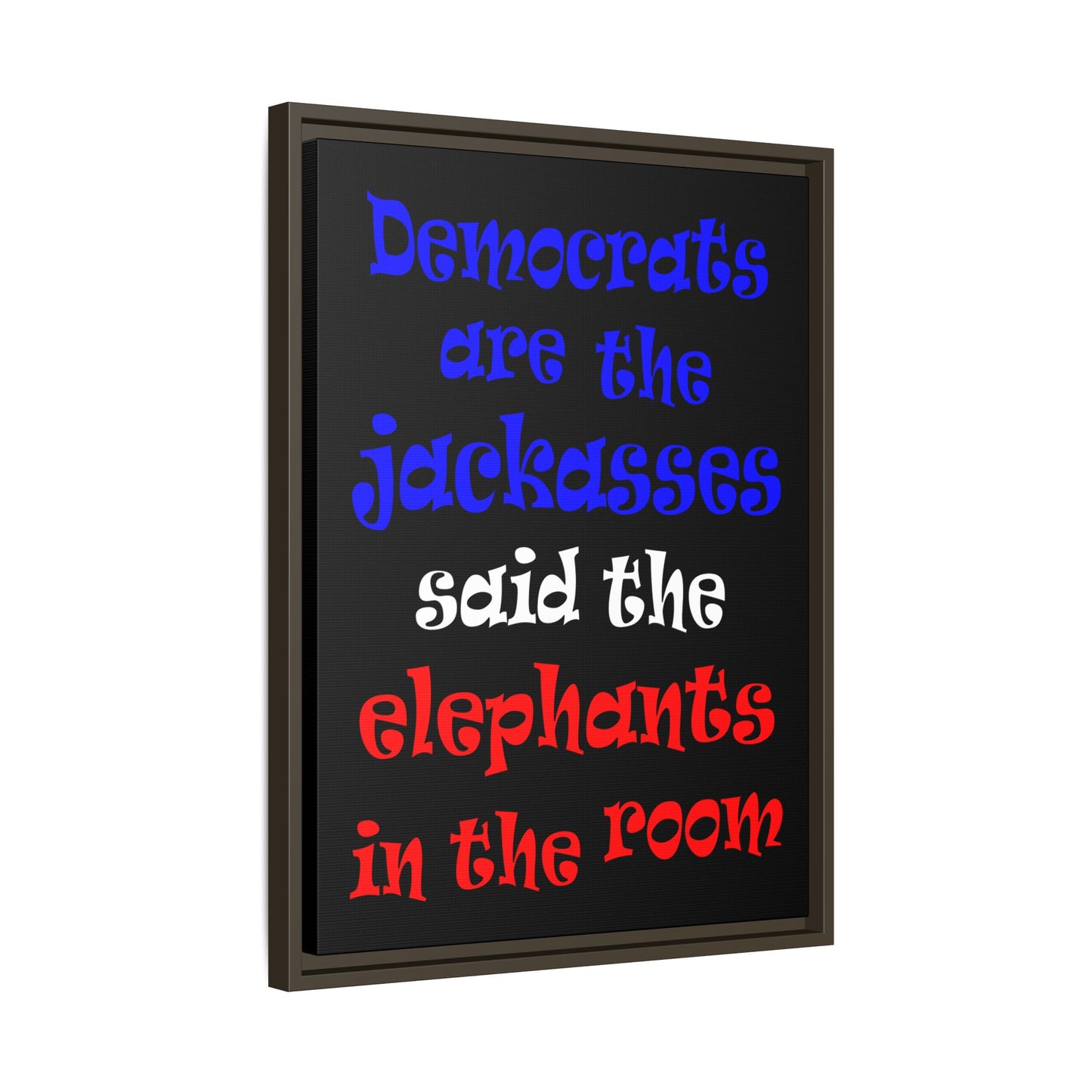 donkeys and elephants - framed canvas art (black)