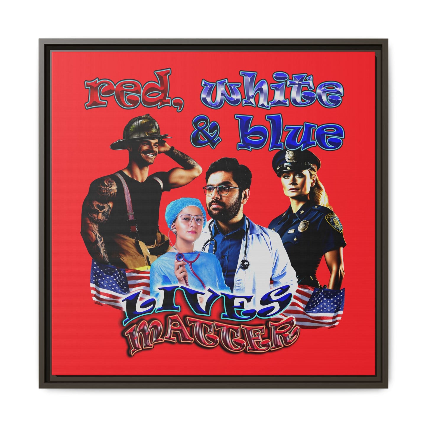 rw&b lives matter - framed canvas art (red)