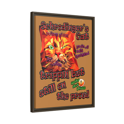 schrodinger's cat - framed canvas art (light brown)