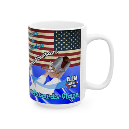 shoot for the stars - White Mug (blue-white wave)