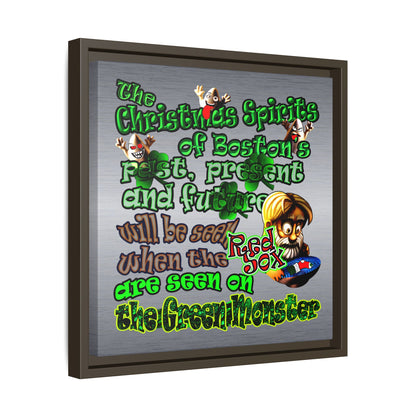 christmas spirits of boston - framed canvas art (brushed nickel)