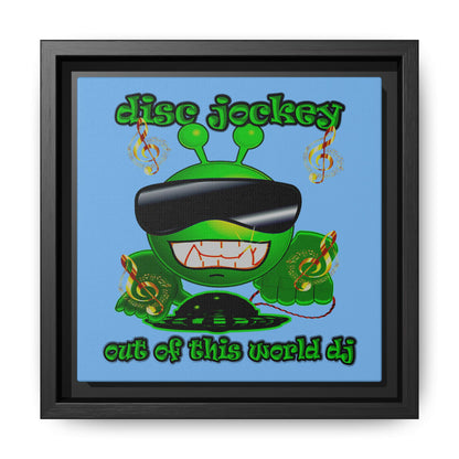disc jockey - framed canvas art (light blue)