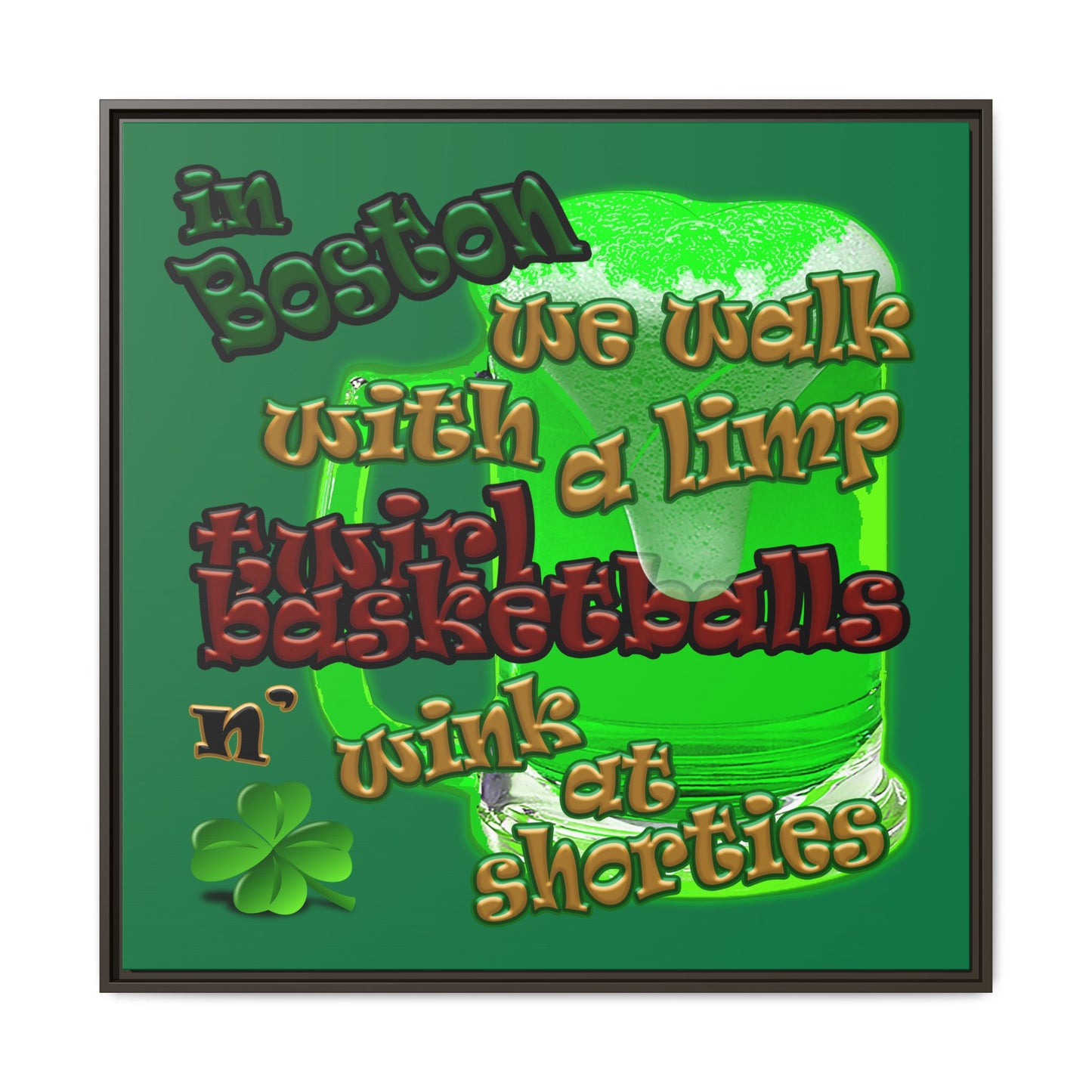 celtics logo - framed canvas art (dark green)