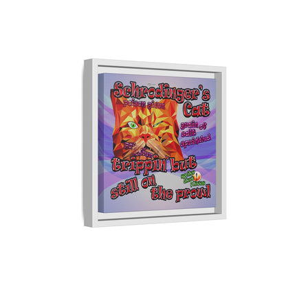 schrodinger's cat - framed canvas art (light blue-pink wave)