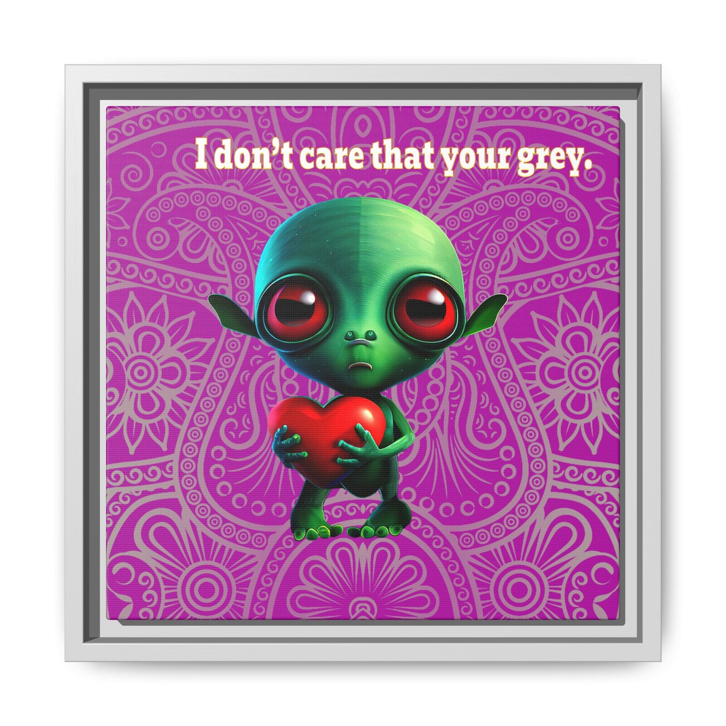 I don't care that your grey - framed canvas art (pink swirl)