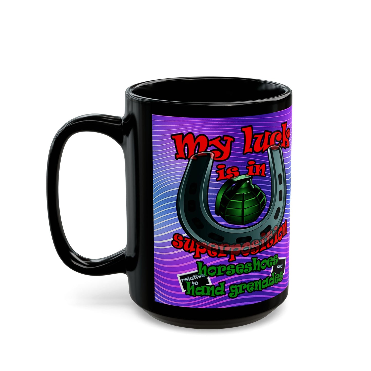 my luck - Black Mug (purple wave)