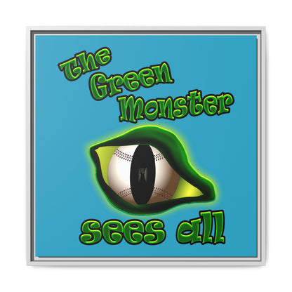 green monster - framed canvas art (turquoise)