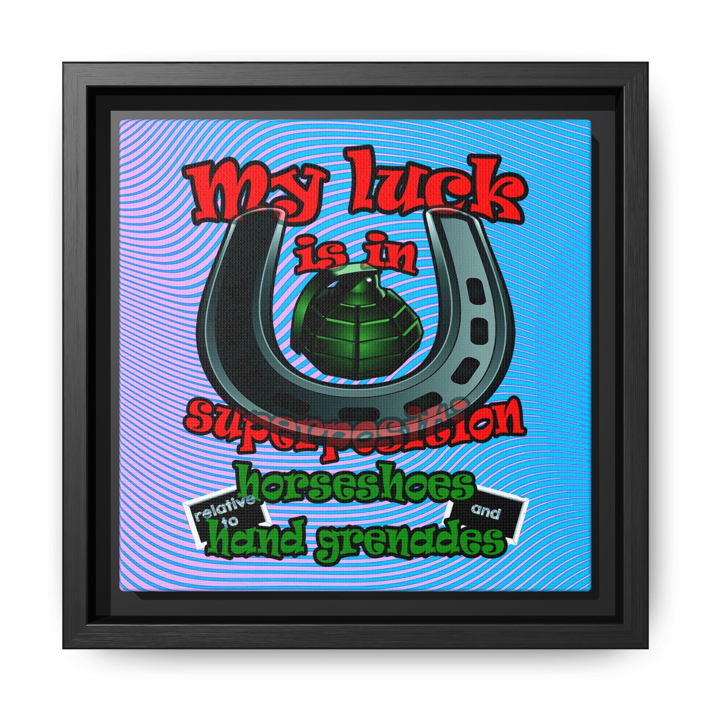 my luck - framed canvas art (light blue-purple wave)
