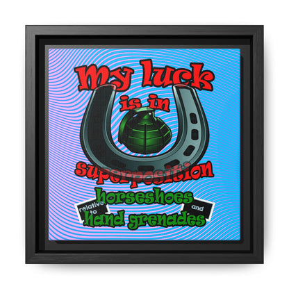 my luck - framed canvas art (light blue-purple wave)