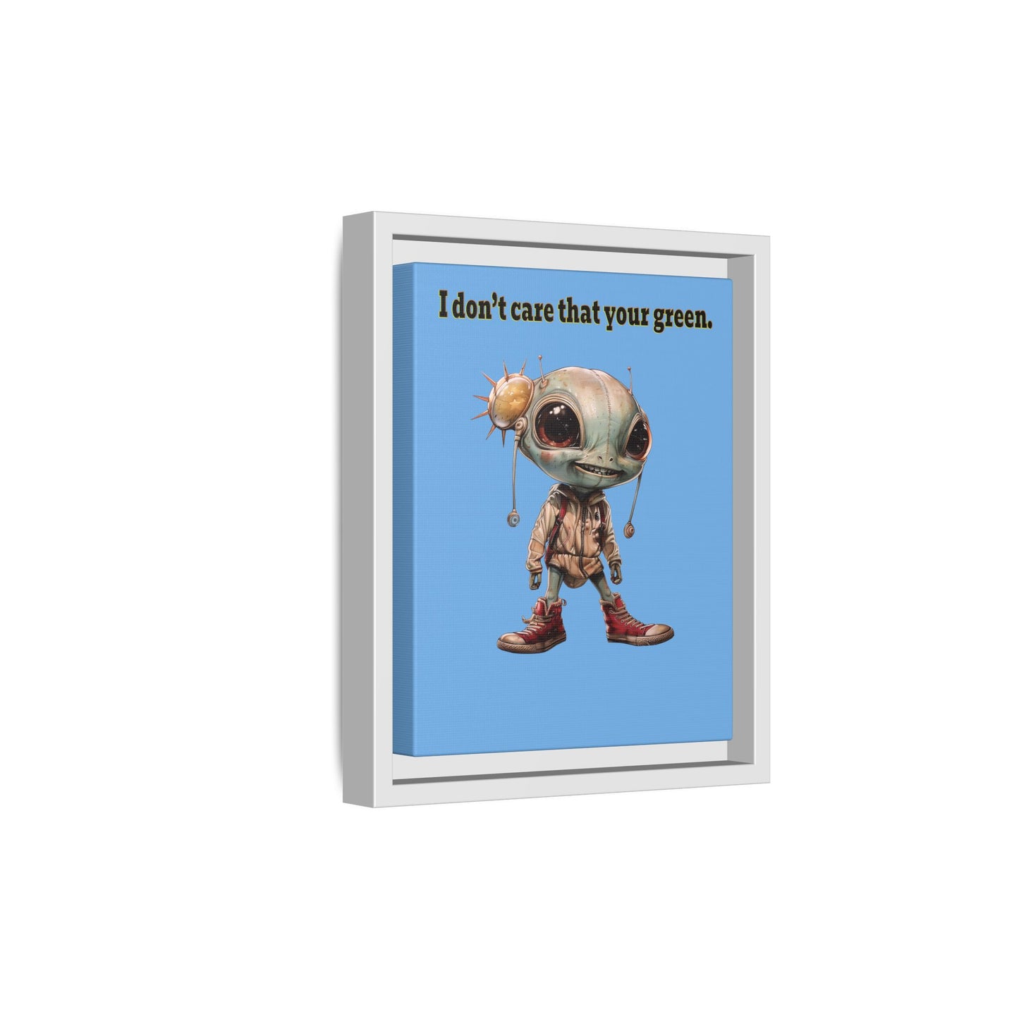 I don't care that your green - framed canvas art (light blue)
