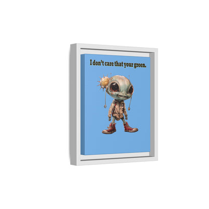 I don't care that your green - framed canvas art (light blue)