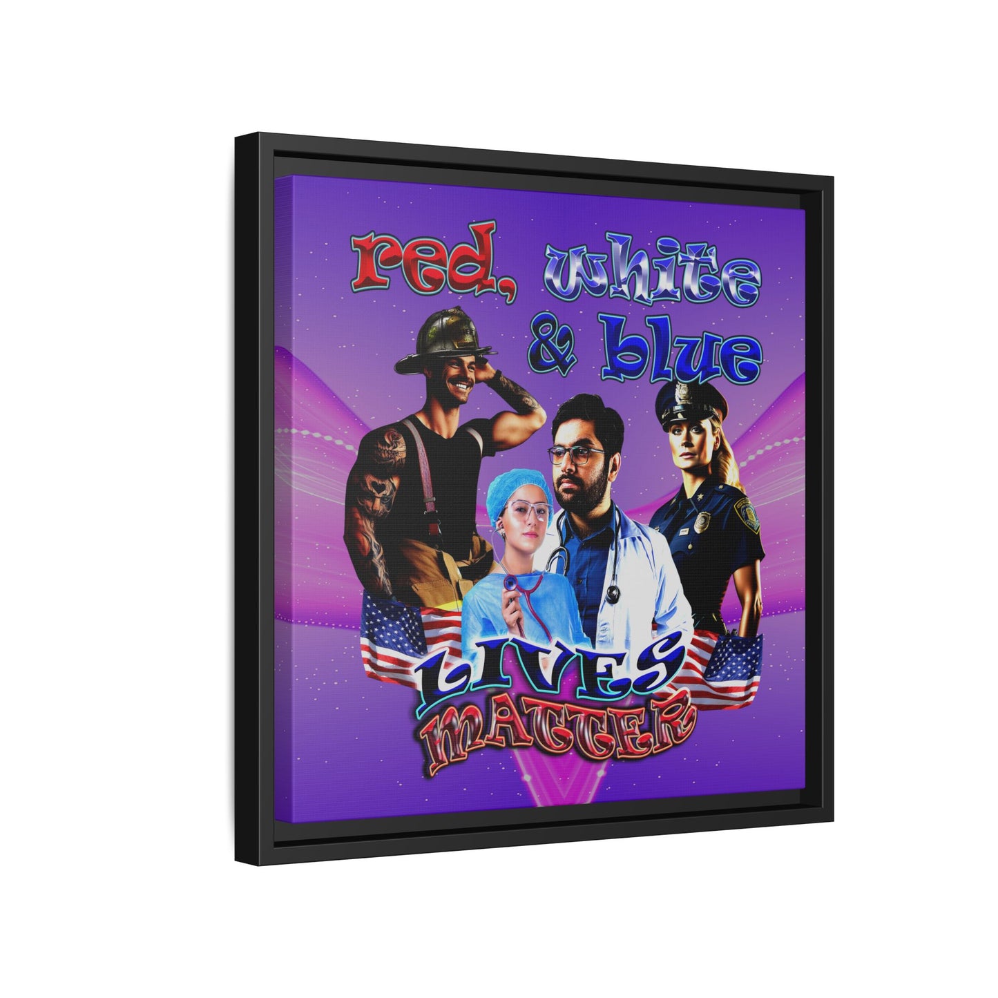 rw&b lives matter - framed canvas art (purple-pink wave)