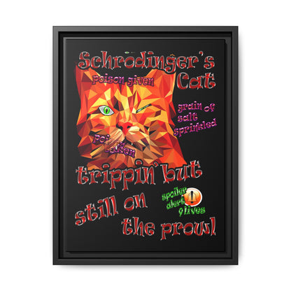 schrodinger's cat - framed canvas art (black)