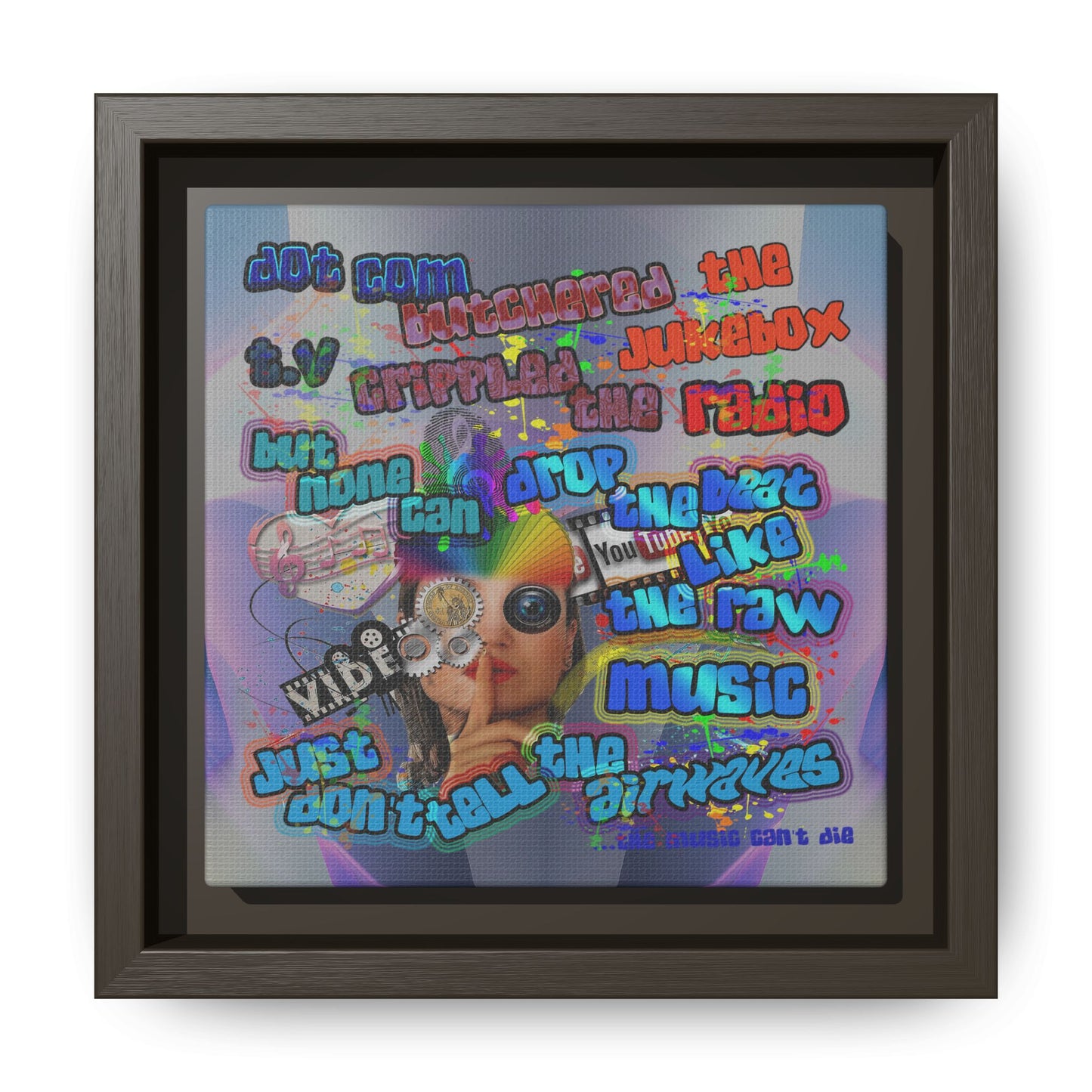 drop the beat - framed canvas art (grey-pink wave)