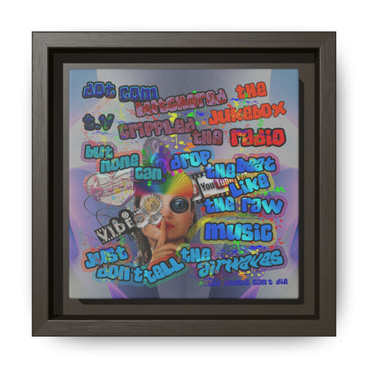 drop the beat - framed canvas art (grey-pink wave)
