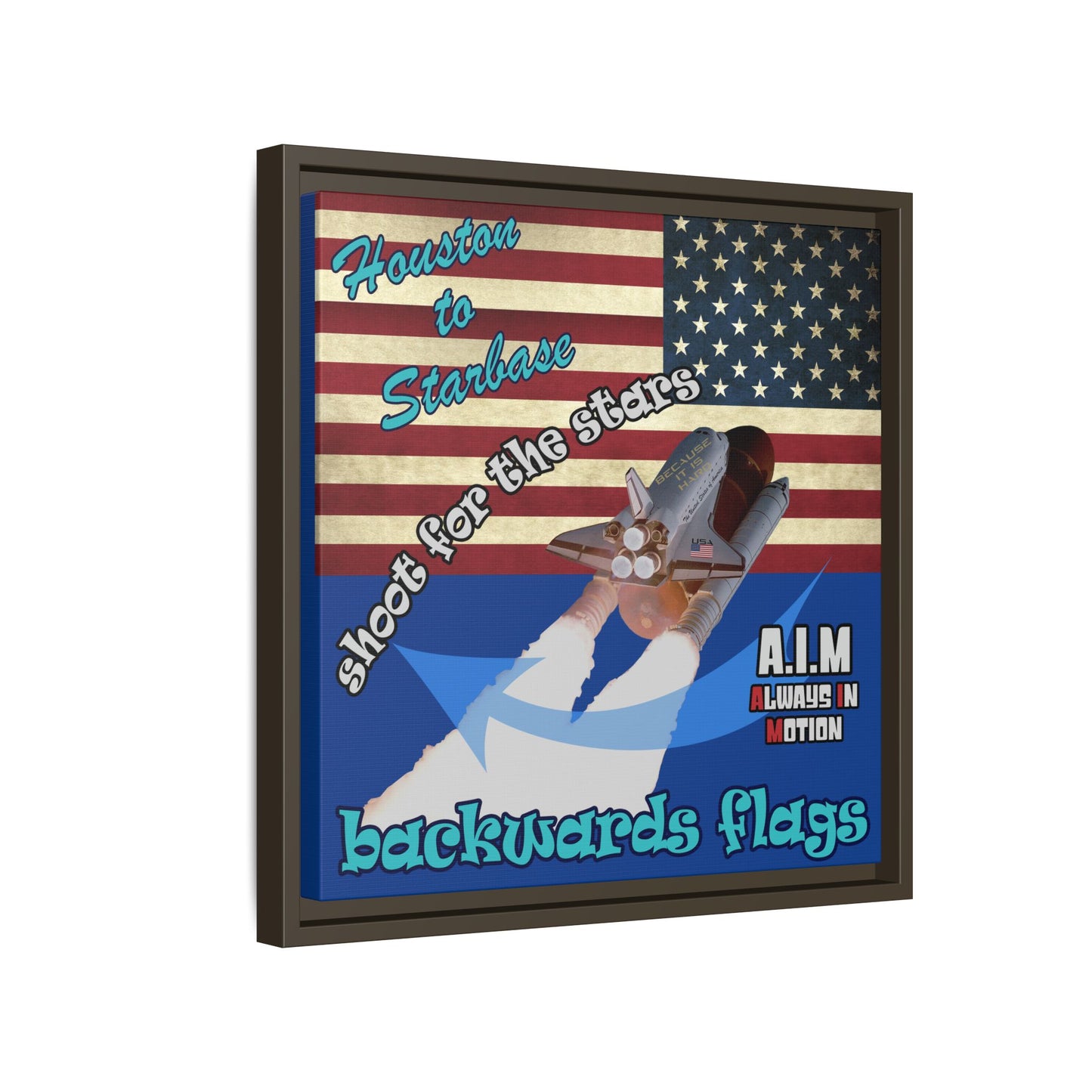 shoot for the stars - framed canvas art (dark blue)