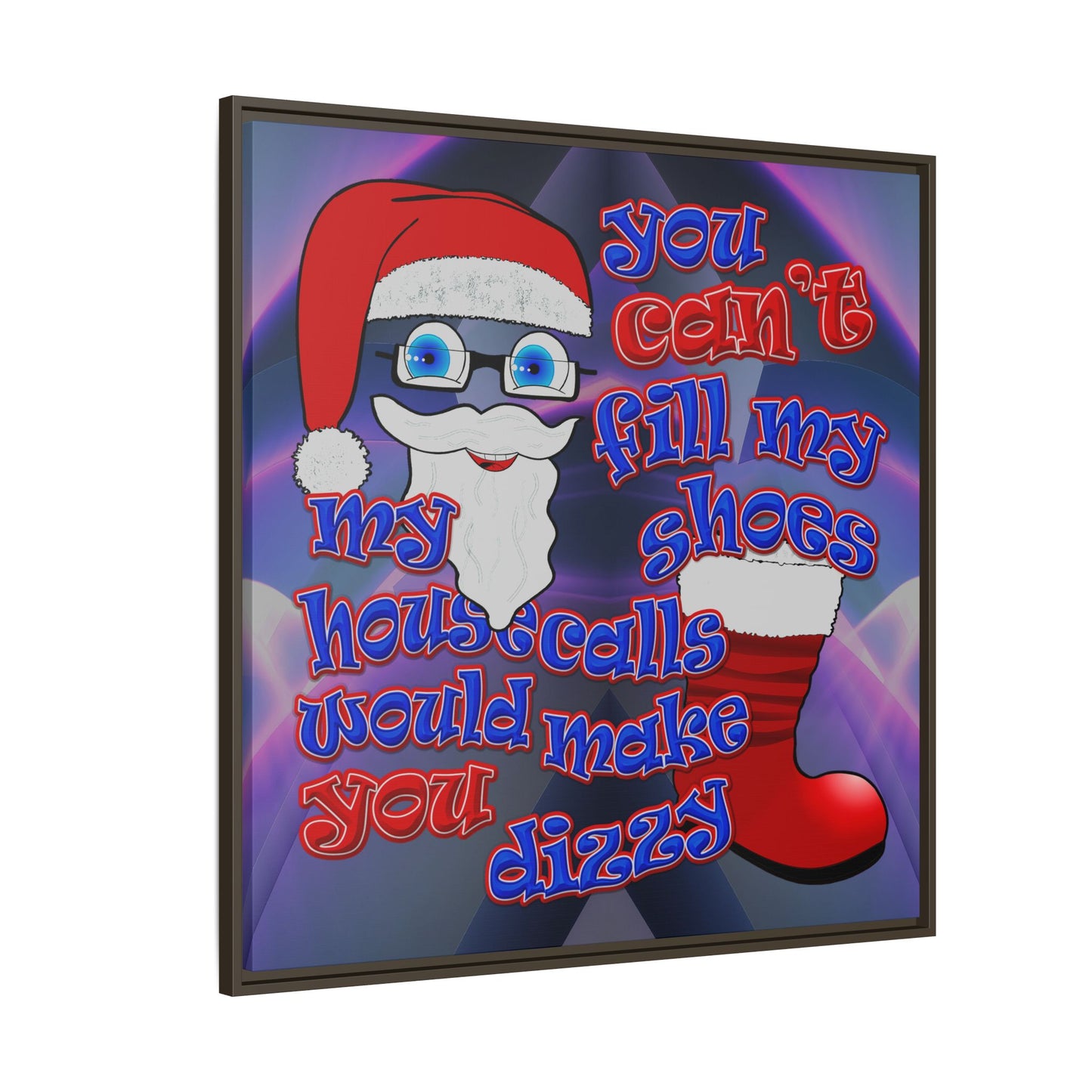 santa's shoes - framed canvas art (grey-pink wave)