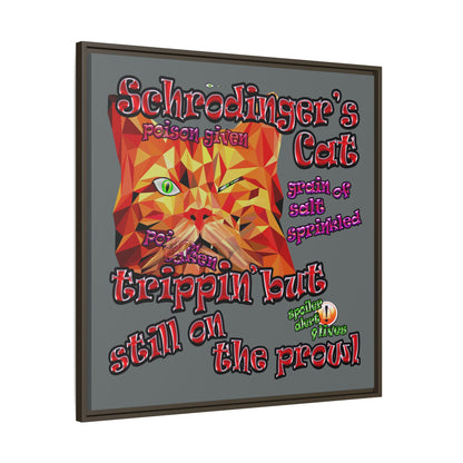 schrodinger's cat - framed canvas art (dark grey)
