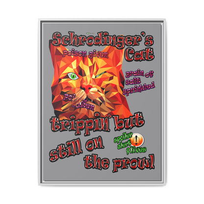 schrodinger's cat - framed canvas art (grey)
