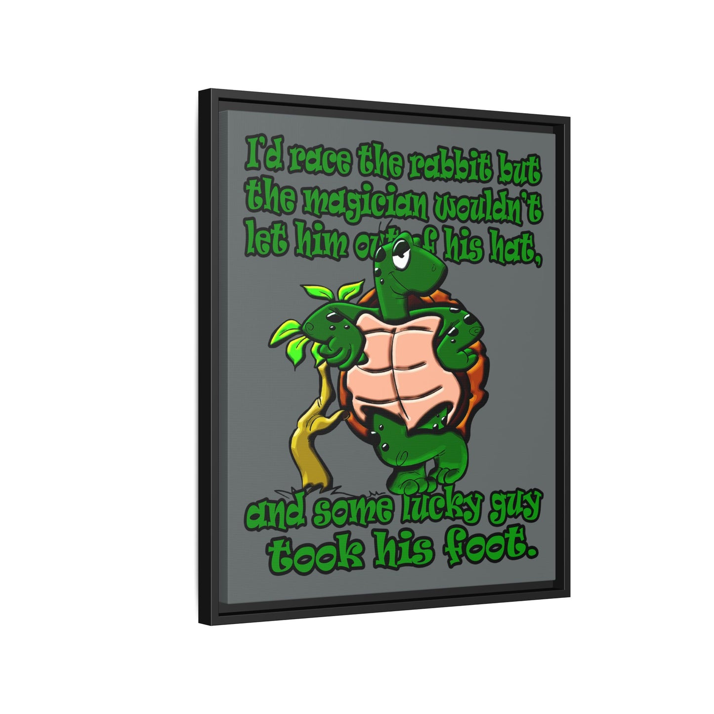 turtle race - framed canvas art (dark grey)
