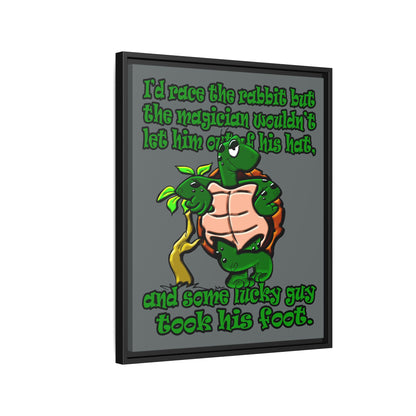 turtle race - framed canvas art (dark grey)