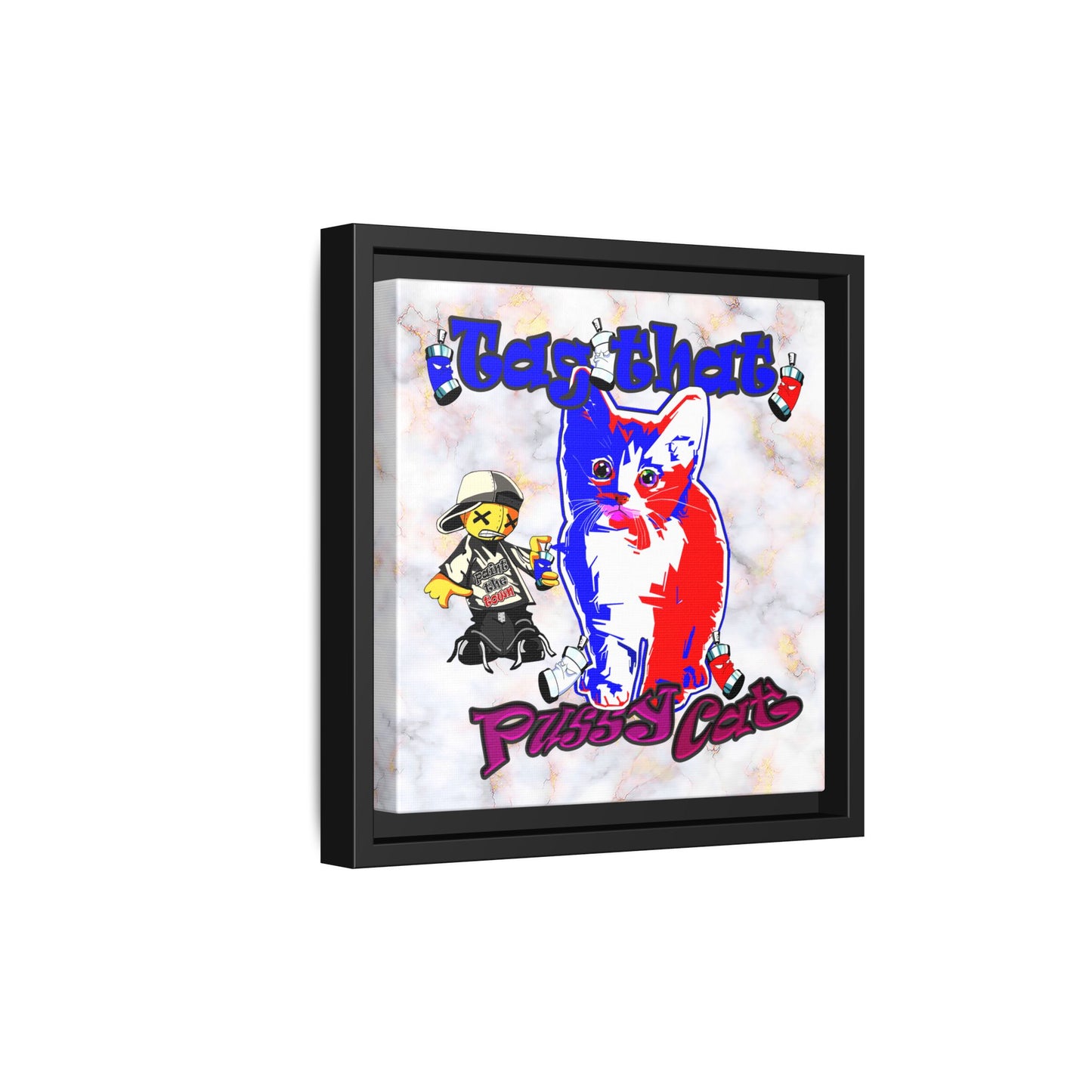 tag that - framed canvas art (white marble)