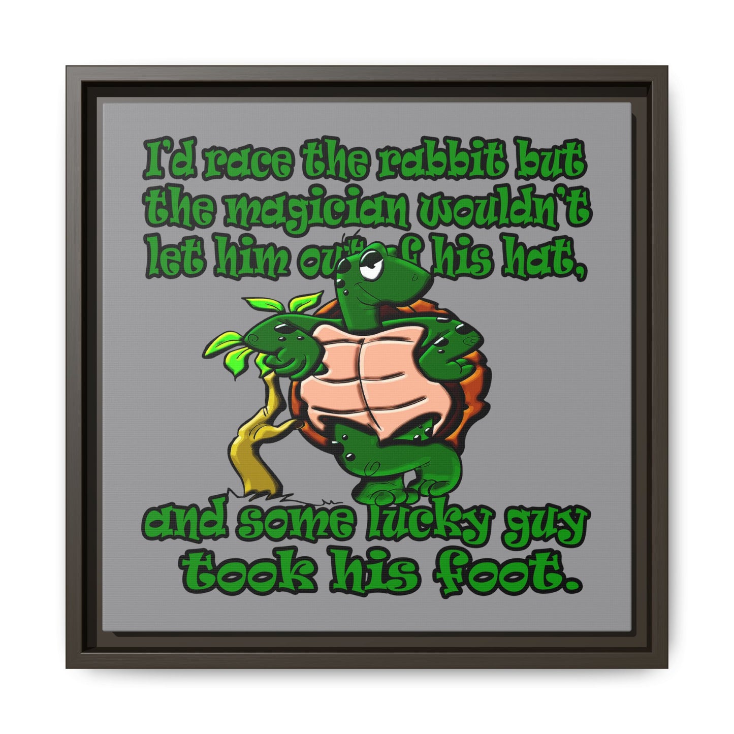 turtle race - framed canvas art (grey)
