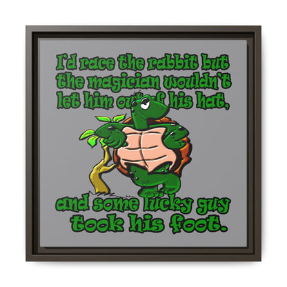 turtle race - framed canvas art (grey)