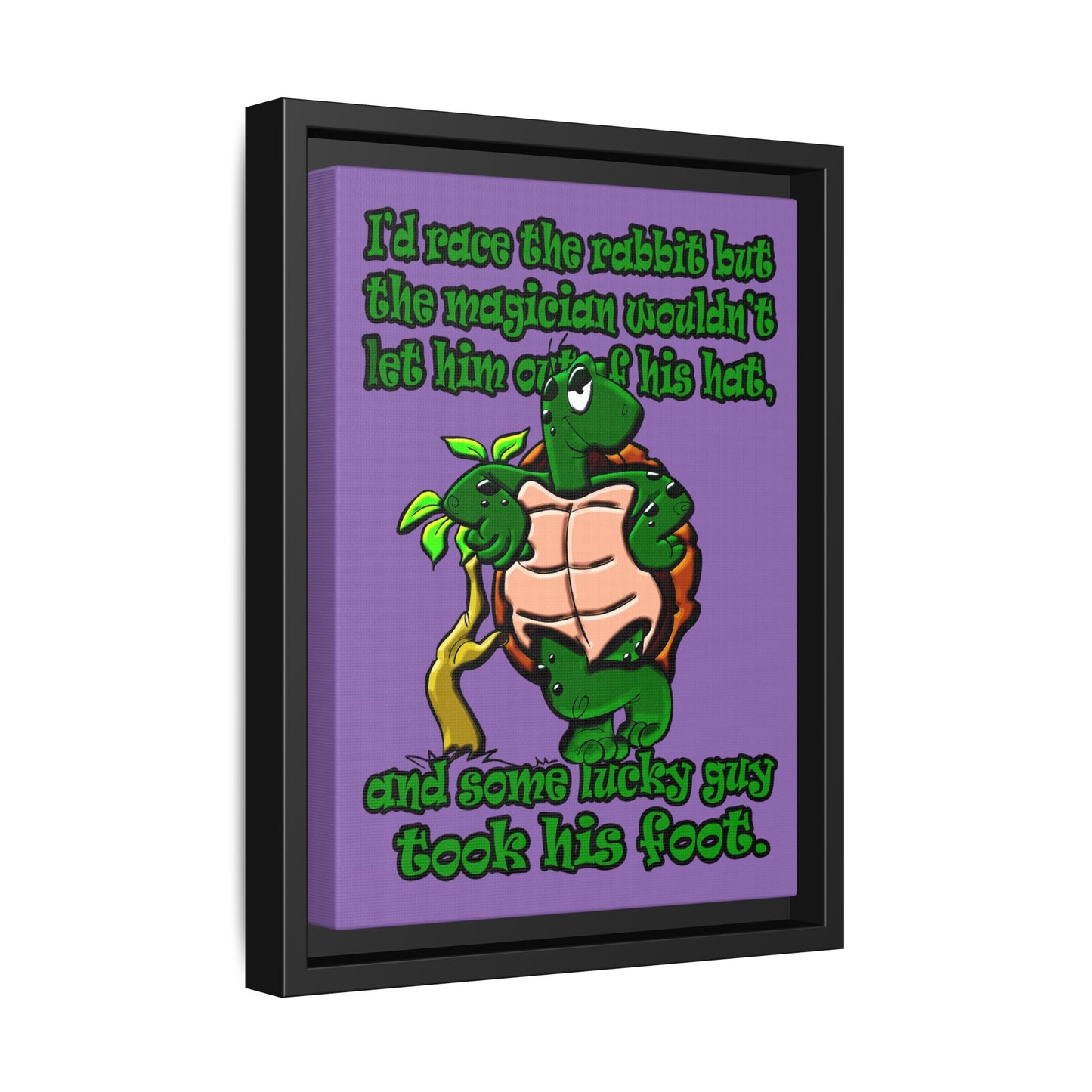 turtle race - framed canvas art (light purple)