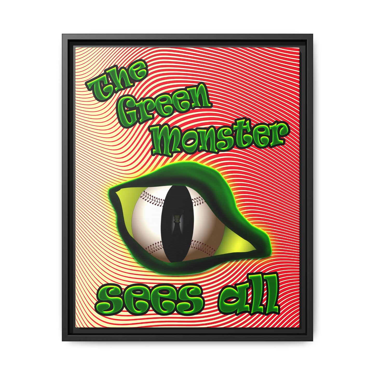 green monster - framed canvas art (yellow-orange wave)