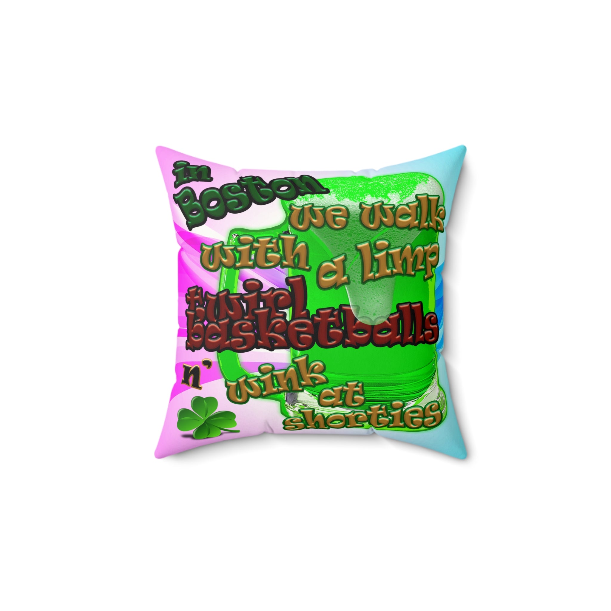 celtics logo - Faux Suede Square Pillow - (light blue-pink wave)