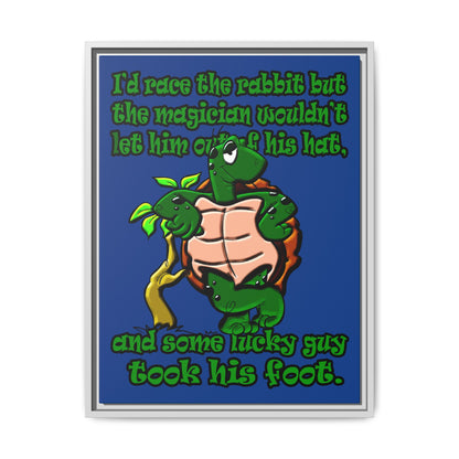 turtle race - framed canvas art (dark blue)