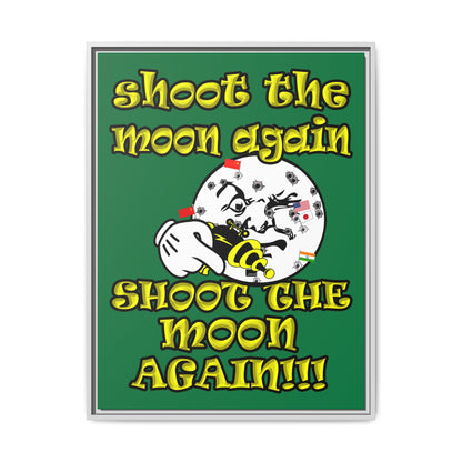 shoot the moon again - framed canvas art (dark green)