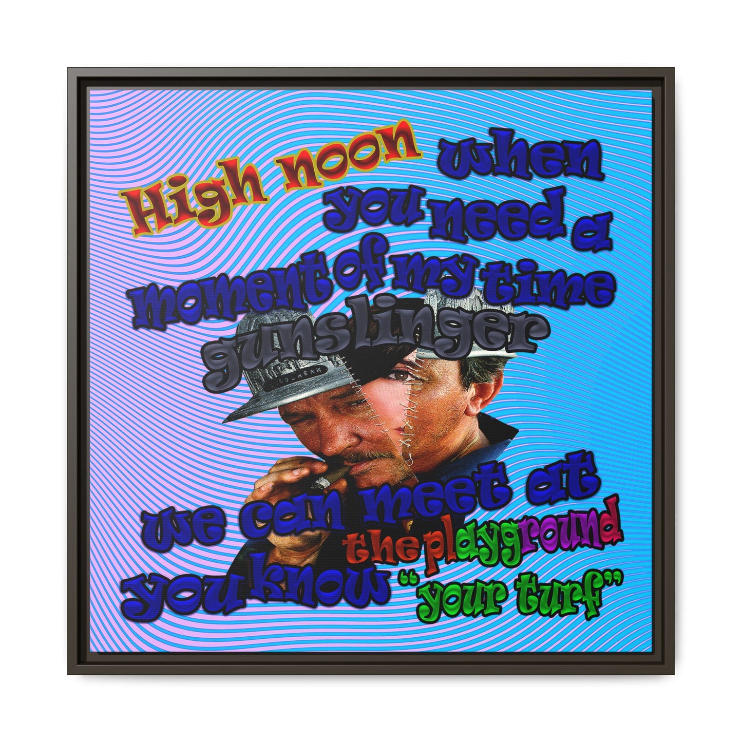high noon - framed canvas art (light blue-purple wave)