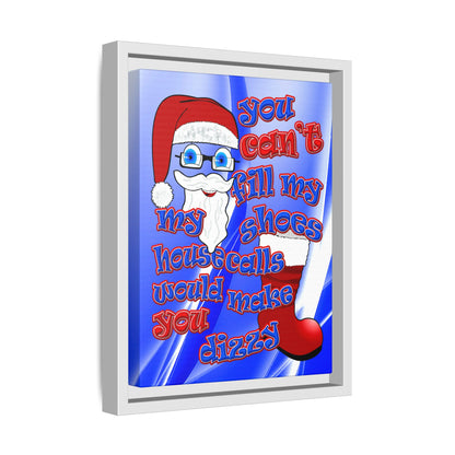 santa's shoes - framed canvas art (blue-white wave)