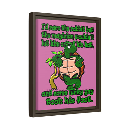 turtle race - framed canvas art (light pink)