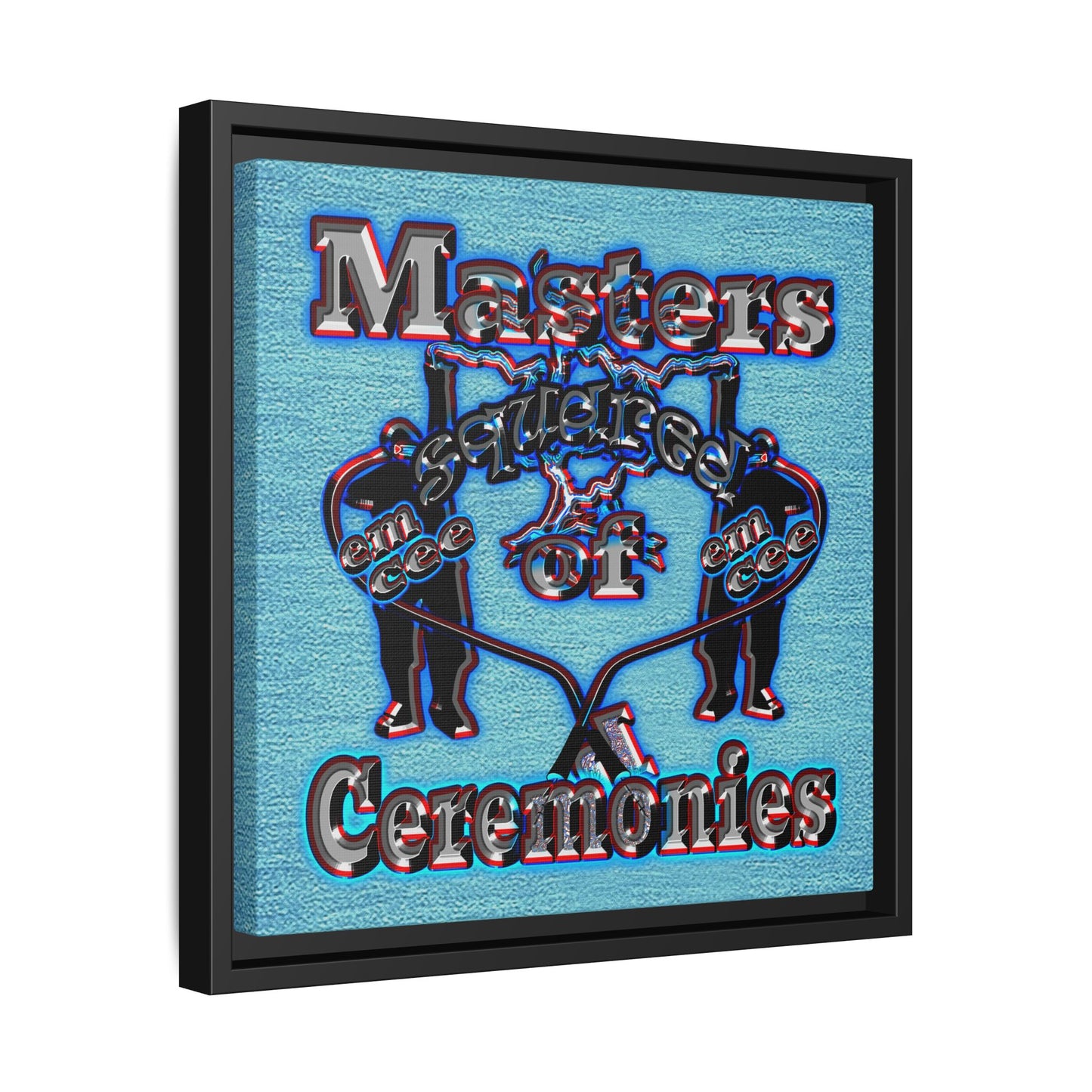 em cee squared - framed canvas art (faded blue)