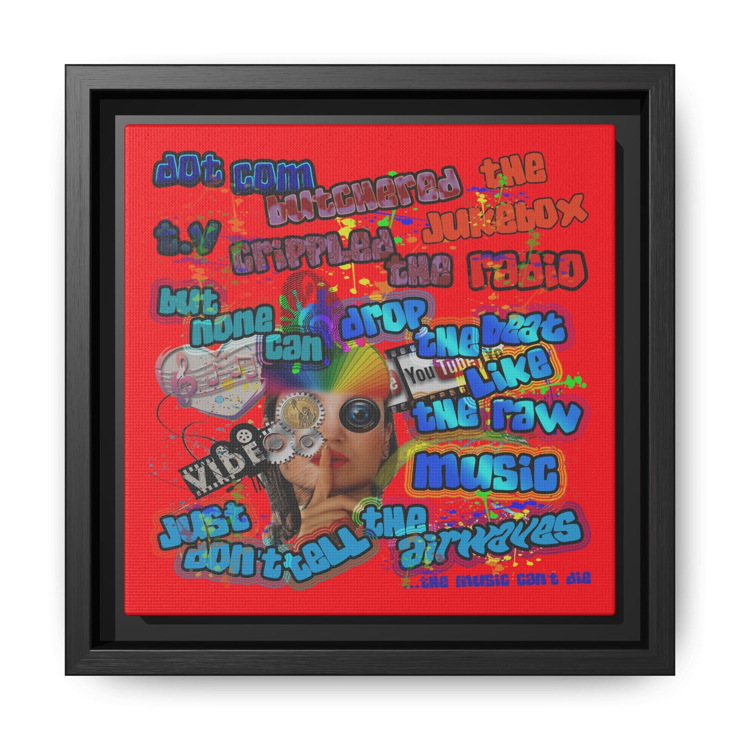drop the beat - framed canvas art (red)
