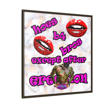 hoes b4 bros - framed canvas art (white marble)