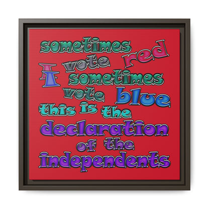 declaration of the independents - framed canvas art (dark red)