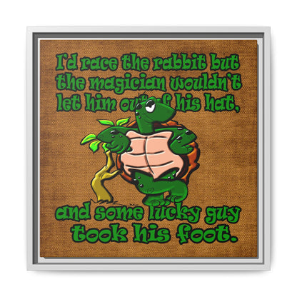 turtle race - framed canvas art (brown papyrus)