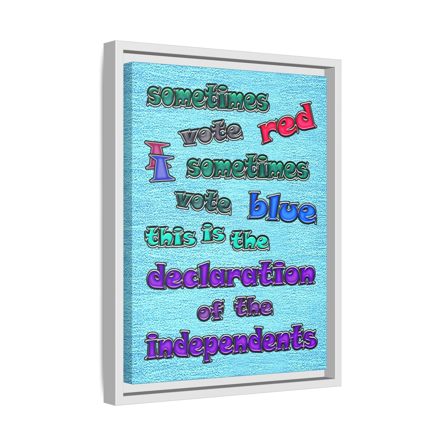 declaration of the independents - framed canvas art (faded blue)