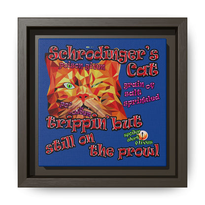 schrodinger's cat - framed canvas art (dark blue)