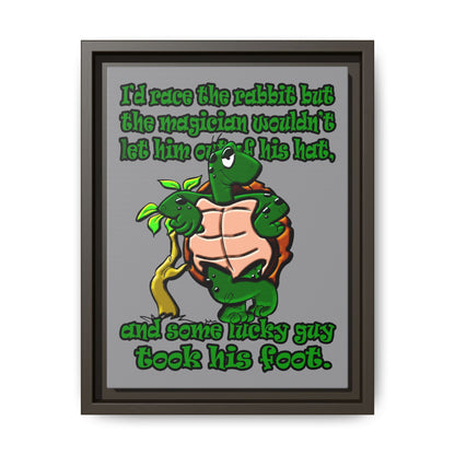 turtle race - framed canvas art (grey)