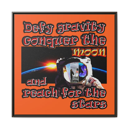 defy conquer reach - framed canvas art (orange)