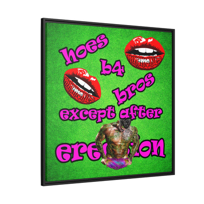 hoes b4 bros - framed canvas art (green turf)