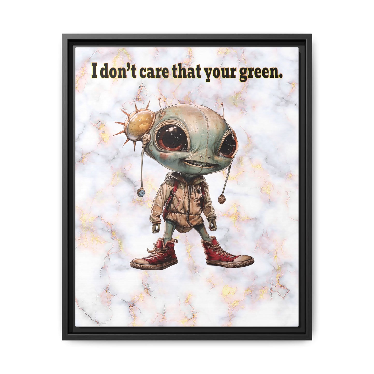 I don't care that your green - framed canvas art (white marble)