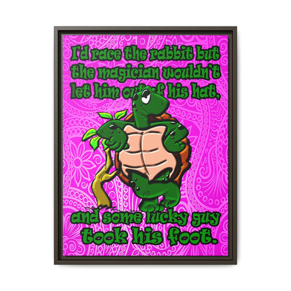 turtle race - framed canvas art (pink swirl)
