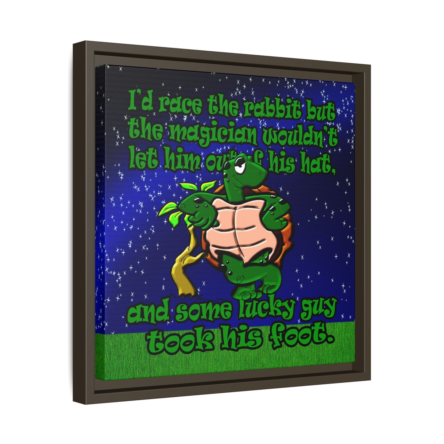 turtle race - framed canvas art ('snoops' background)